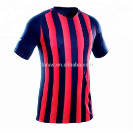 Red and Navy Blue Stripe Best Quality Soccer Jersey Design Futbol Shirt