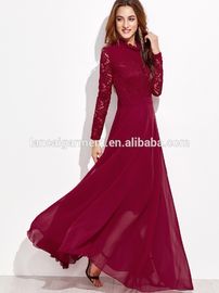 Long sleeve lace up maxi dress for muslim mother of the bride