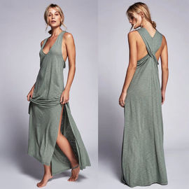 Latest Fashion Ladies Fancy Deep V Neck Sleeveless Maxi Dress