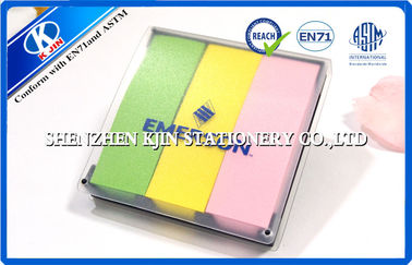 Green / Yellow / Pink  Memo Sticky Notes In Clear PVC Case For Students
