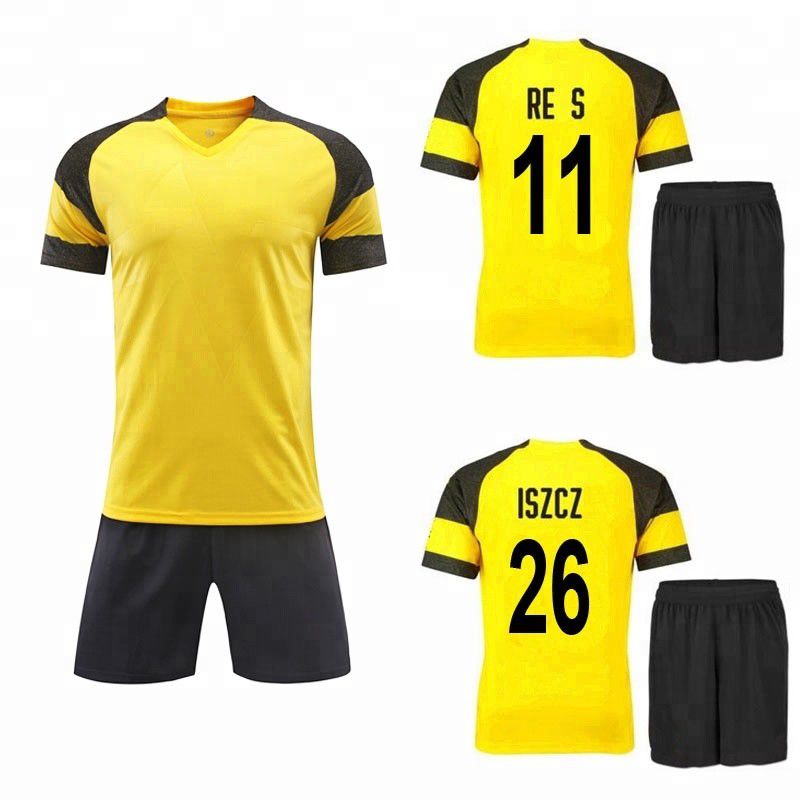 2018 2019 New Model Famous Club Custom Sports Soccer Jersey Yellow And Black Football Shirt