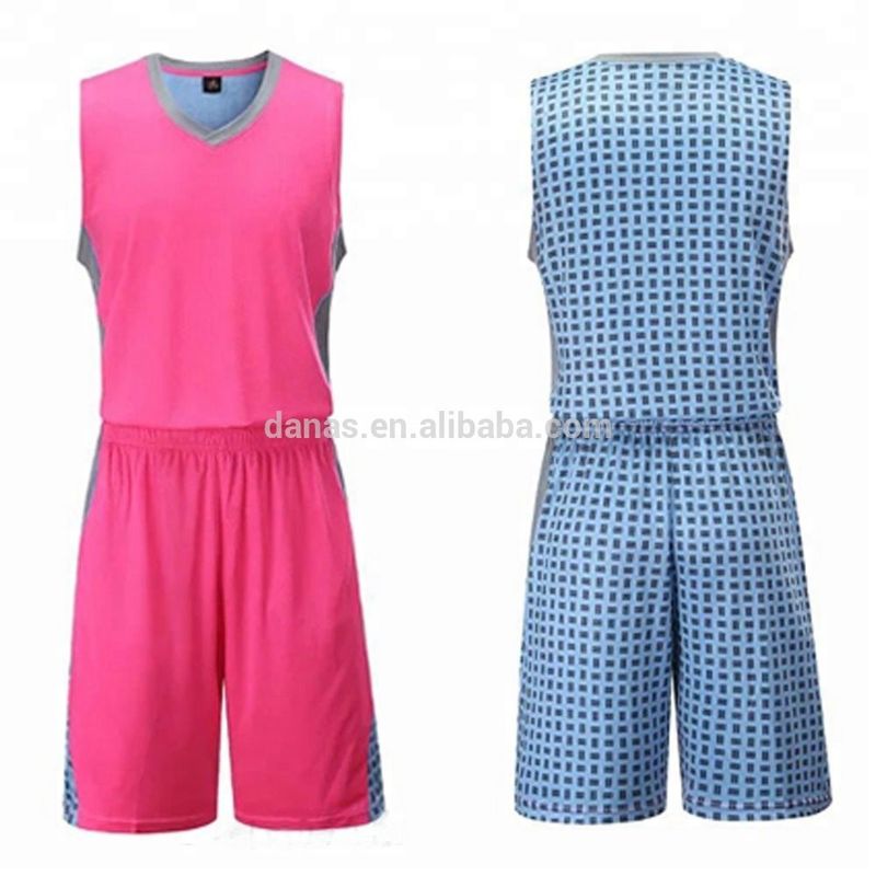 Factory wholesale cheap reversible basketball uniforms red and blue
