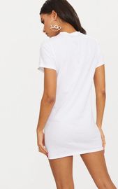 Women Classic Version White Heart Embroidered T Shirt Dress With O Neck