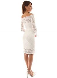 Elegant off Shoulder Lace Bodycon Midi Dress for Woman