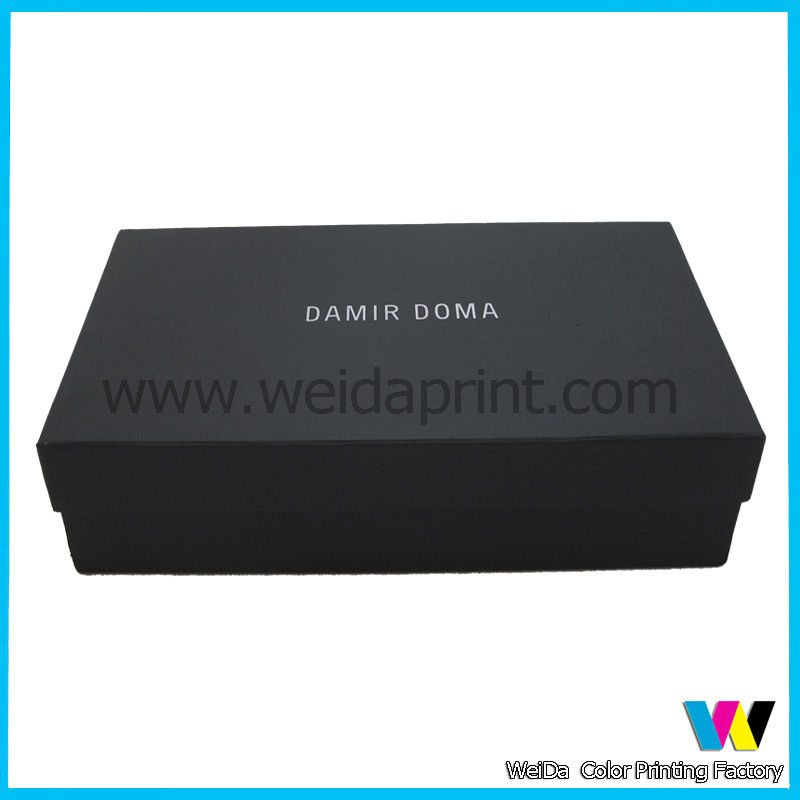 Black  Hard Cardboard  Paper Packaging Boxes for Shoes with White Logo